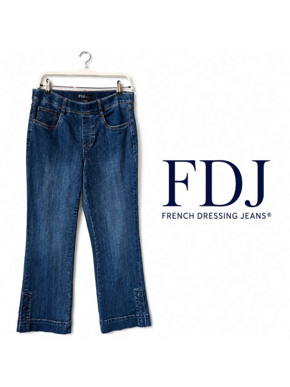 FDJ French Dressing Jeans Women's Straight Leg Jeans with Button Hem – Size 8